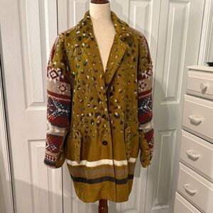 Anthropologie Pilcro Faux Fur Leopard Contrast Jacket Coat M